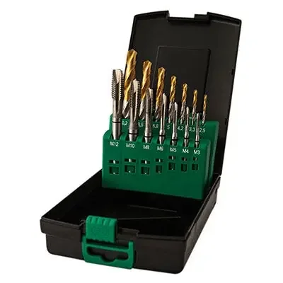 14 Piece M3-12 Spiral Flute Tap and TiN Coated Drill Set