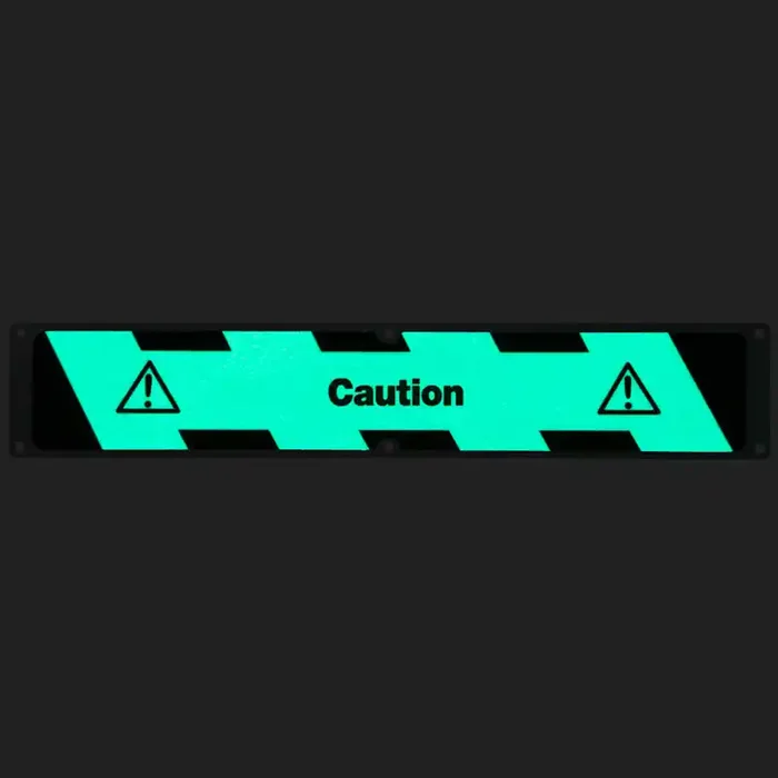 Anti-slip sheet, aluminium m2, luminescent “Caution”, 635 x 114 mm