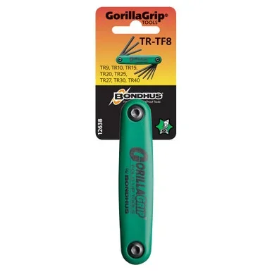 Bondhus BD12638 – Torx Key Tamperproof Set – 8 Piece Gorillagrip Fold Up (TR9-TR40)