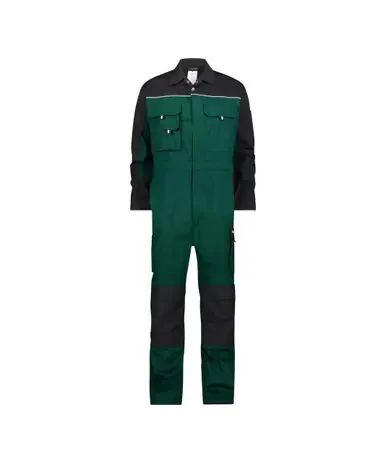CANNES Two-Tone Overall w/ Knee Pockets. Green/Black