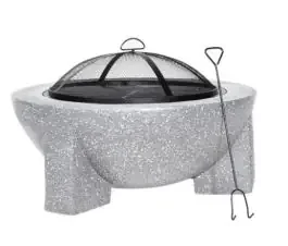 Dellonda Round MgO Fire Pit with BBQ Grill, Ø75cm, Safety Mesh Screen