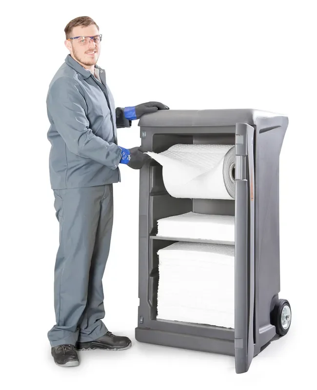 DENSORB Caddy Absorbent material dispenser as a mobile supply station, Oil version