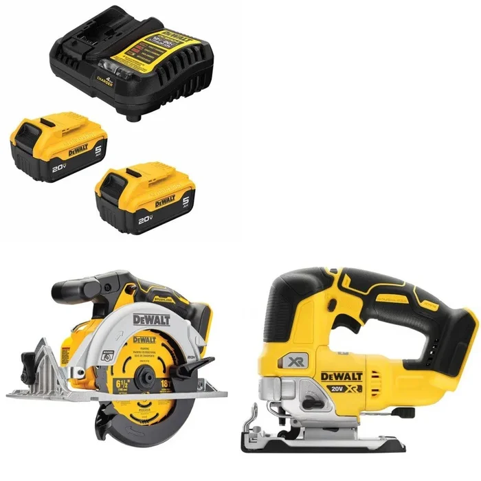 DeWalt DCB205-2C Battery Kit W/ FREE DCS565B 6-1/2″ Saw and FREE DCS334B Jig Saw
