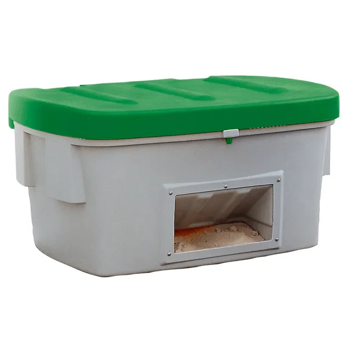 Grit bin SB 550-O, polyethylene (PE), 550 litre capacity, opening, green lid