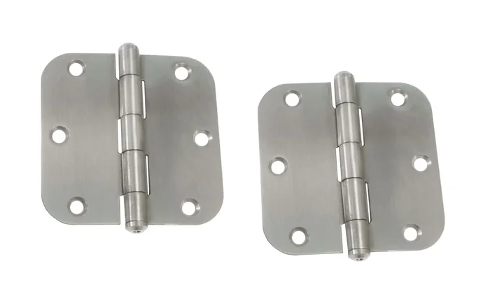 Pair of 3-1/2″ SS Finish Door Hinges – 5/8″ Radius