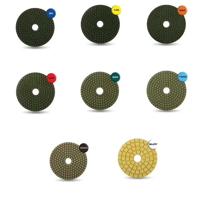 Rubi 4 inch Diamond Resin Pads for Wet Polishing | 100 Grit