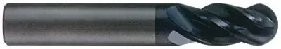 SGS 3 x 8 x 57mm 4 Flute Solid Carbide Ti-NAMITE-X Coated Ball Nose Mill with Straight Shank 46354