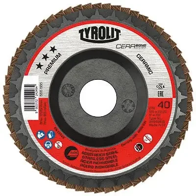 Tyrolit 115 x 22.23mm CA40 Ceramic Flat Flap Disc